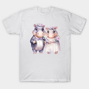 Hippopotamus Couple Gets Married T-Shirt